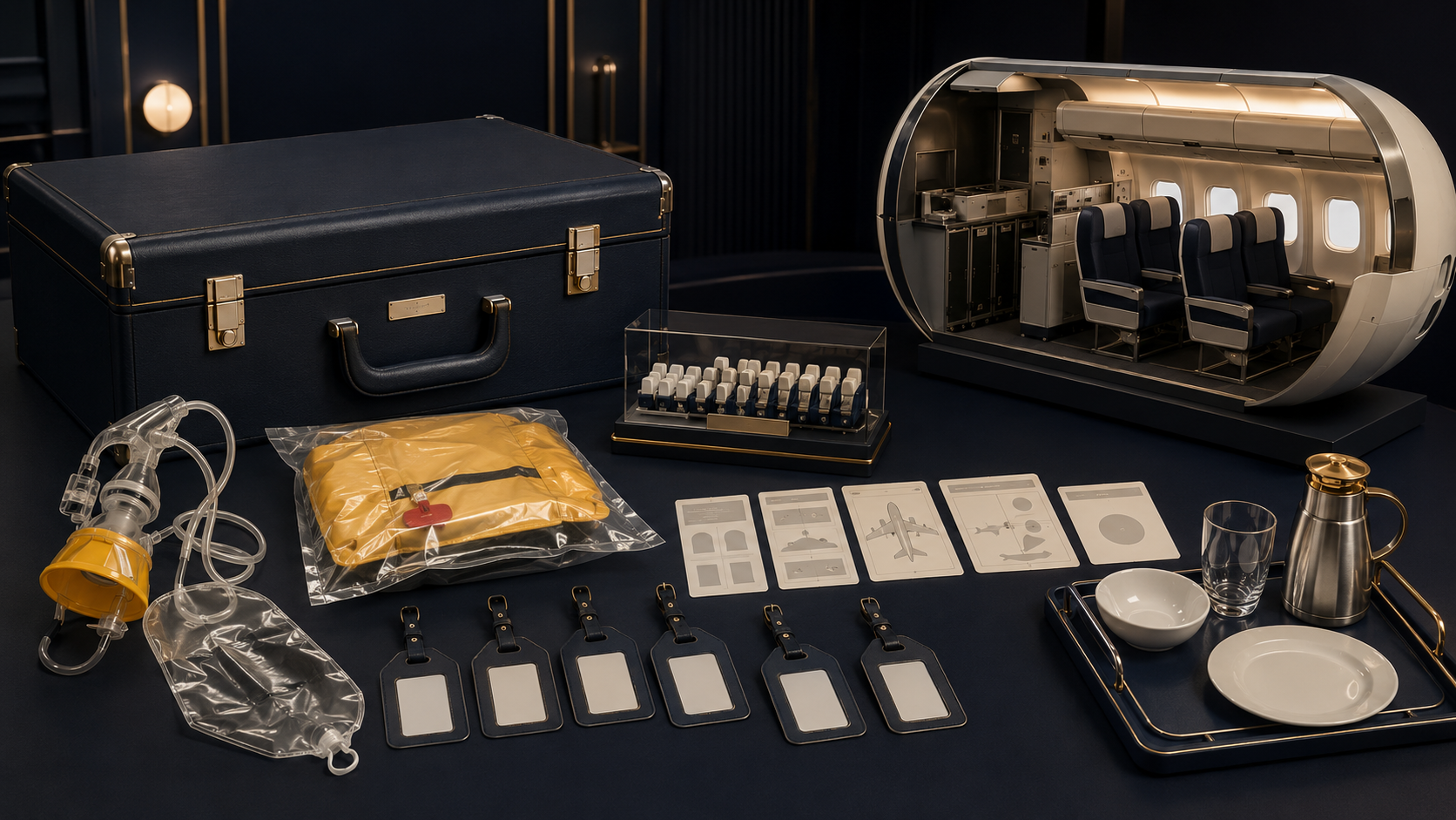 Aviation and cabin crew service simulation portfolio scene